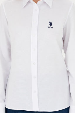Женская белая базовая рубашка с длинным рукавом - U.s. polo assn фото 13