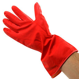 Перчатки хозяйственные, латексные, размер S Хозяюшка с х/б напылением, 57гр, цвет красный, в пакете (Китай) - Домашняя мода фото 3