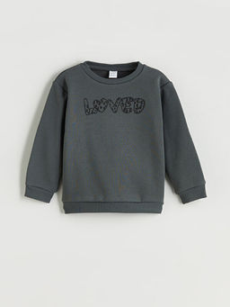 Bisiklet Yaka Bask?l? K?z ?ocuk Sweatshirt
