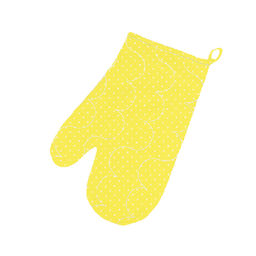 Прихватка Рукавичка 30х17 Радушная хозяйка, рогожка, 100 % хлопок, Горошек желтый