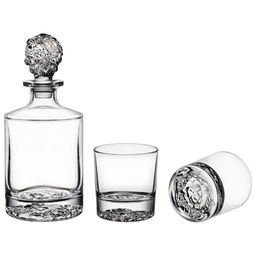 НАБОР ДЛЯ ВИСКИ LION: ШТОФ + ДВА СТАКАНА, 850 МЛ/310 МЛ