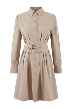 Tas Rengi Duz Kemer Detayl? K?sa / Mini Dokuma Elbise TWOSS26EL00053