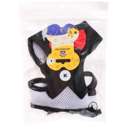 Шлейка с поводком для мелких пород собак и кошек "LAPUSIK", цвет черный, размер S