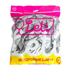 Шар латексный 9 Хром, металл, набор 100 шт., цвет серебряный - Leti фото 3