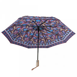 Зонт автомат Дива ткань эпонж (полиэстер) с деколью, 8 лучей, д/купола 95см h58см, 3 сложения, 29см в сложенном виде, механизм против ветра, пластмассовая ручка, цвет фиолетово-розовый, 321гр (Китай) - Домашняя Мода фото 3