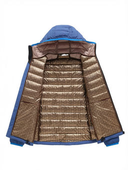 Куртка женская стёганая с капюшоном с графеновой подкладкой синего цвета 9624_1S