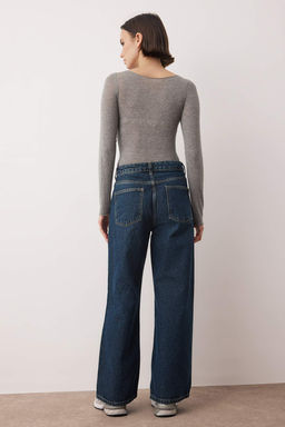 Koyu Kahverengi Yuksek Bel Bilek Boy Culotte %100 Pamuklu Jeans TWOAW26JE00190 - Trendyolmilla фото 12