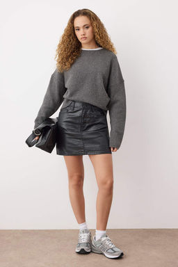 Siyah Kaplama Mini Denim Etek TWOAW26ET00077