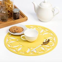 Салфетка декоративная ДолянаТюльпаны цвет желтый,d 30 см, 100% п/э, фетр