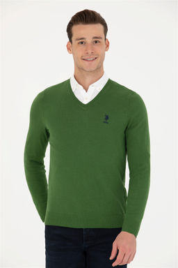 Мужской зеленый базовый свитер - U.s. polo assn фото 3