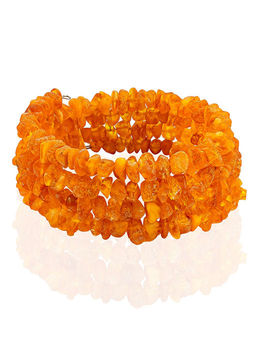 Лечебный браслет из натурального нешлифованного янтаря на струне в 4 оборота