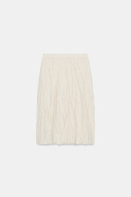 FALDA MIDI PUNTO EFECTO ARRUGADO / Crema - Zara фото 6