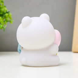 Фигурка световая RISALUX «Мишка», LED-ночник, от батареек, бело-розовый, 8.3×9 см