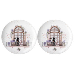 НАБОР ТАРЕЛОК ОБЕДЕННЫХ LEFARD ЛАВАНДОВЫЕ КОТЫ 2 ШТ. 25,5*2,5 СМ (КОР=12НАБ.)