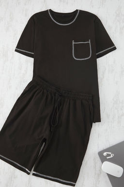 TRENDYOL MAN Gri Regular Fit Karyoka Dikisli Orme Sortlu Pijama Tak?m? TMNSS25PT00017 - Trendyolmilla фото 8