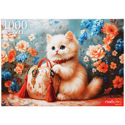Пазлы 1000 "Кошка  с сумочкой"