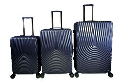 Набор из 3 чемоданов, композит, 77062-1 с расширением Синий