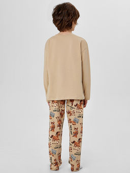 Комплект для мальчиков бежевый с принтом лошадей - Mark formelle фото 2