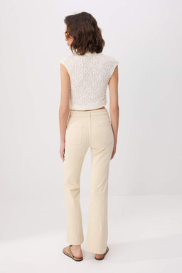 Ekru Yuksek Bel Orta Esnek Flare Ispanyol Paca Jeans TWOSS26JE00276 - Trendyolmilla фото 4