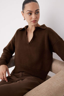 Wardrobe Essentials Lacivert*001 Yumusak Dokulu Cizgili Genis Kal?p Basic Triko Kazak TWOAW26KZ00087 - Trendyolmilla фото 7