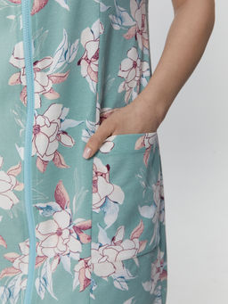 Халат женский зеленый с принтом акварельные цветы - Mark formelle фото 8