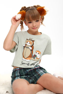 Пижама для девочки ПД-019-073 Кот Новый год