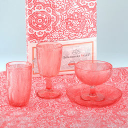 Листья Тарелка мелкая стеклянная д175мм, h28мм, рельефное, цветное стекло, цвет - розовый (Китай) - Домашняя мода фото 4