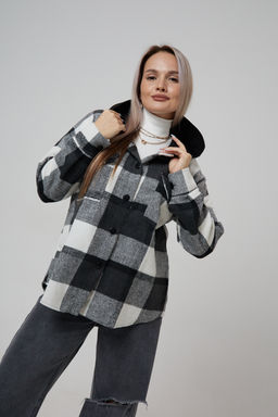 Рубашка женская в клетку с капюшоном РЖКК-01