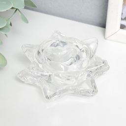 Цена за 2 шт. Стеклянный подсвечник на 1 свечу «Лотос», прозрачный, 4.5×8.3×8.3 см