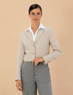 Bej _izgili Crop Ceket