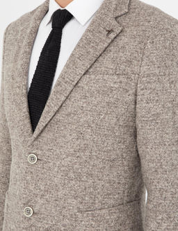 Бежевая приталенная фланелевая куртка из шерстяной и шелковой смеси - Cacharel фото 7