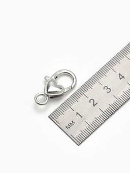 Цена за 2 шт. Замок-карабин Сердечко гладкое, (набор 3 шт.), 14?26 мм, цвет серебро