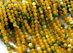 Бусины из агата тонированного шарик 8мм цв.желто-зеленый, 39см, 48 бусин Радуга камня