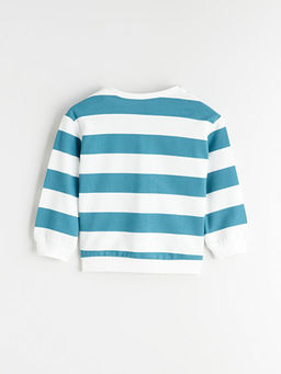 Bisiklet Yaka ?izgili Erkek Bebek Sweatshirt