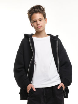 Зипка толстовка для мальчика с шевроном 22-0430 черный