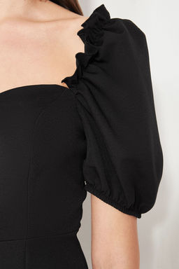 Siyah Yaka Detayl? Dokuma S?k Abiye Gece Mezuniyet Elbisesi TPRSS21EL0053