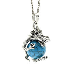 Подвеска Дракон на шаре 23*34мм с бирюзой искусственной