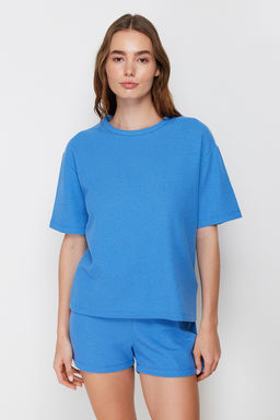 Trendyolmilla Siyah Waffle Kumas Sortlu Orme Pijama Tak?m? THMSS22PT0524  фото 4