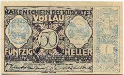 Банкнота 50 геллеров 1920 года Австрия Фёслау (нотгельд)