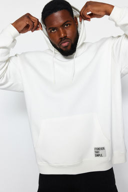TRENDYOL MAN Antrasit Buyuk Beden Oversize Basic Rahat Kapusonlu Etiketli Ici Polarl? Sweatshirt TMNAW24AO00000 - Trendyolmilla фото 9