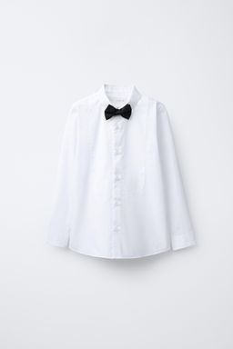 DETACHABLE SATIN BOW TIE SHIRT