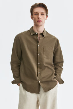 Camisa en mezcla de lino Relaxed Fit - H&m фото 9