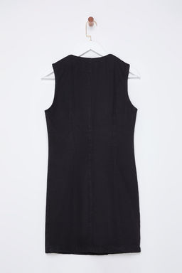 Trendyolmilla Siyah Dugme Detayl? Kruvaze Mini Denim Elbise TWOSS25EL00009