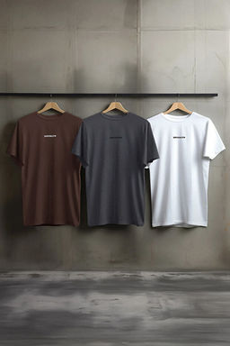 Beyaz-Antrasit-Koyu Kahverengi 3l_ Paket Regular Fit Bask_l_ %100 Pamuklu T-Shirt TMNSS25TS00074