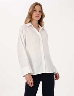 Beyaz Comfort Fit Uzun Kollu G_mlek