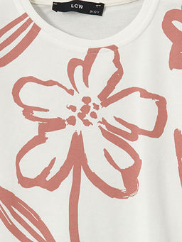 Bisiklet Yaka ?i?ekli K?z ?ocuk Sweatshirt