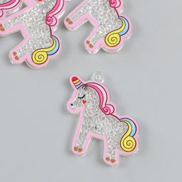 Цена за 5 шт. Шейкер для творчества акрил «Единорожек», с бисером 0.5×5×5 см