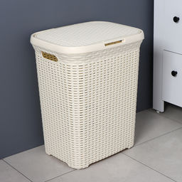 Корзина бельевая, 60 л, 34.6×44.5×56 см, с крышкой, слоновая кость