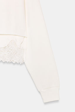 SUDADERA CROP COMBINADA ENCAJE / Blanco roto - Zara фото 6