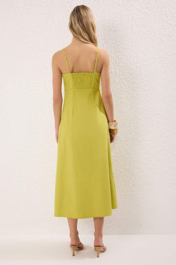 Trendyolmilla K?rm?z? Keten Kar?s?ml? A Kesim Maxi Dokuma Elbise TWOSS25EL00644  фото 5